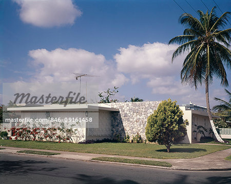 1970s HOUSE AND PALM TREE PUERTO RICO