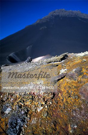 Sulphur coated rocks,Crater Fogo,Cape Verde