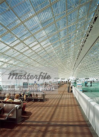 People waiting,departure lounge,Charles de Gaulle Airport,Paris,France