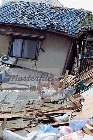 Damage to buildings after earthquake,Kobe,Japan
