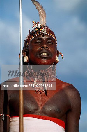 tribesman in traditional costume,,Ol Malo,Kenya