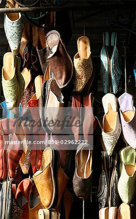 Leather slippers for sale in Souk,Marrakech (Marrakesh),Morocco