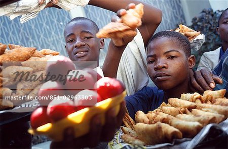 Tanzania food vendors at coach stops,Moshi,Tanzania