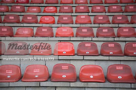 Seats in stadium, Oberhausen, North Rhine-Westphalia, Germany, Europe