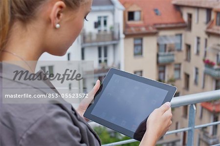 Young woman with ipad