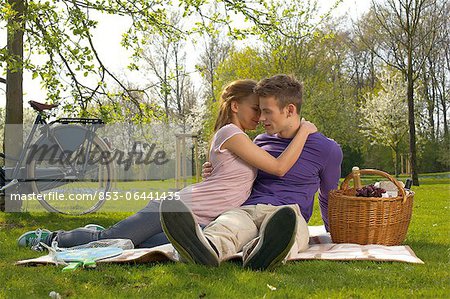 Young couple having picnic