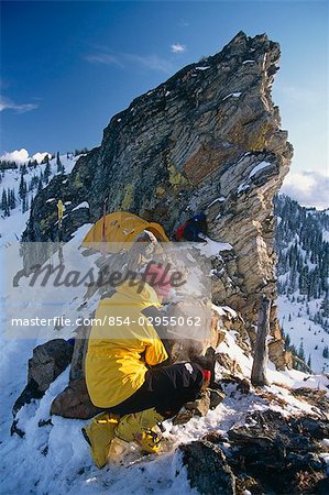 Backcountry Camper on Peak Idaho