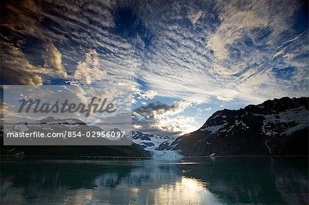 Surprise Glacier at sunset Harriman Fjord PWS Southcentral Alaska summer