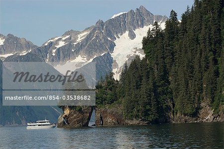Kenai Fjords tour boat in Resurrection Bay near Seward, Alaska during Summer