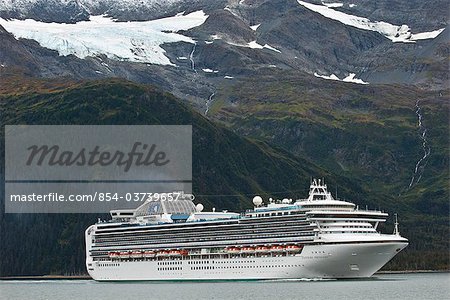 The Sapphire Princess cruise ship leaves port at Whittier bound for the open waters of the Prince William Sound, Southcentral Alaska, Autumn