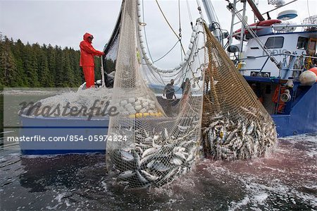 Commercial salmon fishing gillnet boat hi-res stock photography