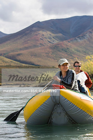 Rafters On Noatak River In The Brooks Range, Gates Of The Arctic National Park, Northwestern Alaska, Above The Arctic Circle, Arctic Alaska, Summer.