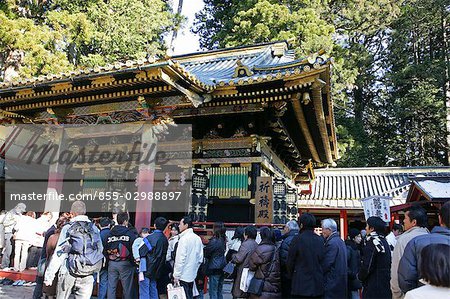 Worshipper queuing at Toshogu Temple, Nikko, Japan