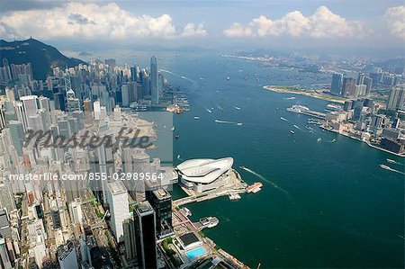 Aerial view of  Victoria Harbour, Hong Kong