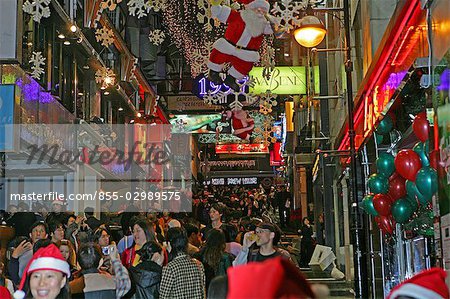 Christmas at Lan Kwai Fong, Central, Hong Kong