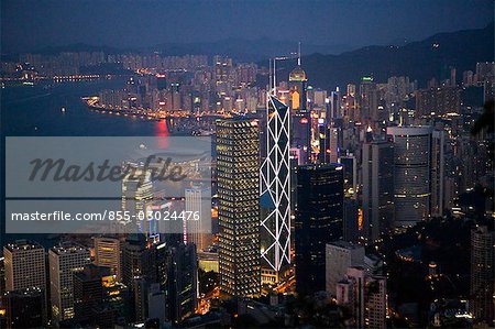 Cityscape from the Peak,Hong Kong at night