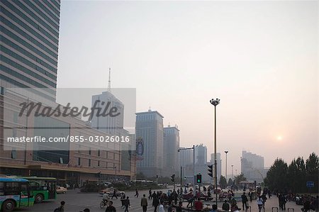 Sunset over North Railway station Olaza,City of Shenyang,Liaoning Province,China