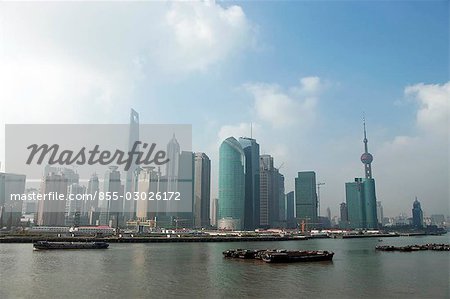 Skyline of Pudong from Huangpu River,Shanghai,China