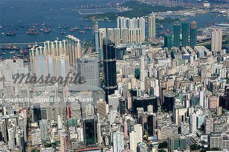 Aerial view over Mongkok,Kowloon,Hong Kong