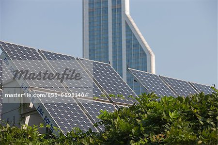 Solar panels at Peoples Square, Shanghai, China