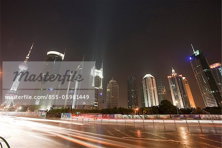 Pudong skyline at night, Shanghai, China