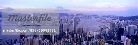 Cityscape from the Peak at dusk, Hong Kong