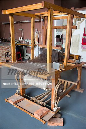 Weaving machine at the silkworm factory, Shunde, Guangdong, China