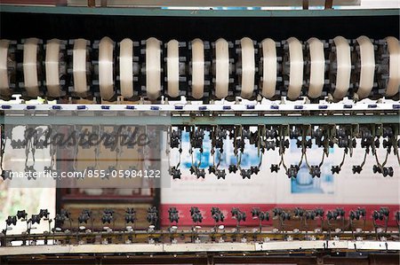 Machine for drawing silk threads at the silkworm factory, Shunde, Guangdong, China