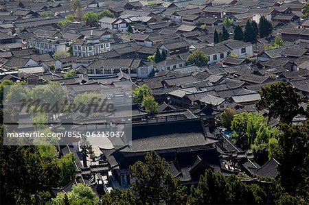 Residential rooftops at the ancient city of Lijiang, Yunnan Province, China
