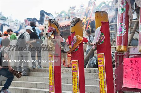 Incense offerings at Pak Tai temple celebrating the Bun Festival, Cheung Chau, Hong Kong