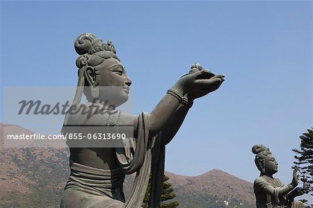 Statues at Giant Buddha shrine, Lantau Island, Hong Kong