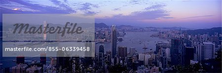 Cityscape from the Peak at dusk, Hong Kong
