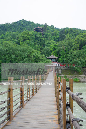 Anlan bridge on Min river(Min jiang), Park of the Dujiangyan irrigation project, Dujiangyan city, Sichuan Province, PRC