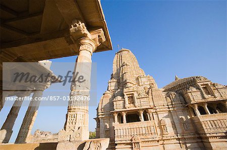 Low angle view of a temple, Kumbha Shyam Temple, Chittorgarh, Rajasthan, India