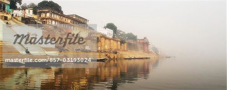 Buildings at the riverbank, Chet Singh Ghat, Ganges River, Varanasi, Uttar Pradesh, India