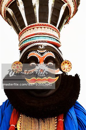 Close-up of a man kathakali dancing