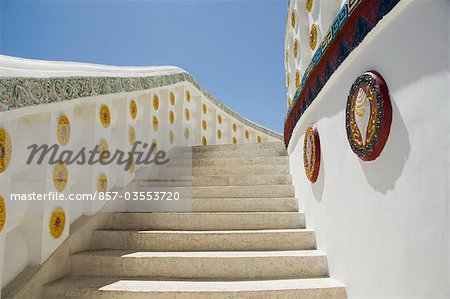 Staircase of a stupa, Shanti Stupa, Leh, Ladakh, Jammu and Kashmir, India