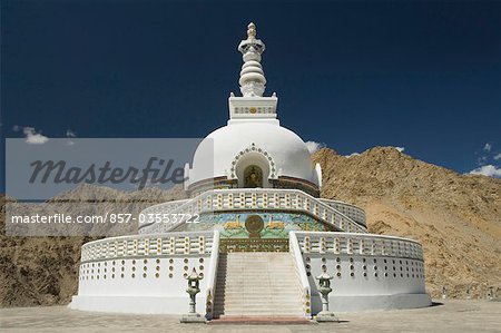 Facade of a stupa, Shanti Stupa, Leh, Ladakh, Jammu and Kashmir, India