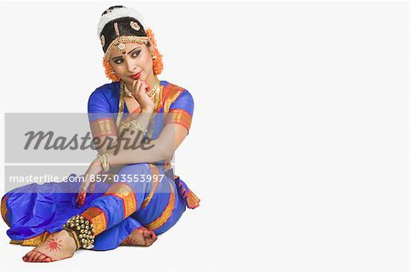 Woman performing Bharatnatyam the classical dance of India