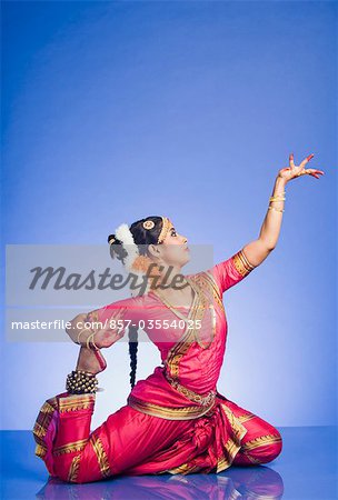 Woman performing Bharatnatyam the classical dance of India