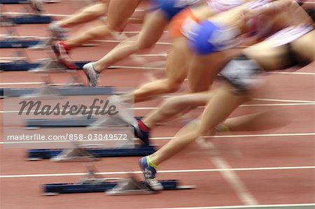 Competitive runners starting to race