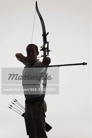 Archer Aiming With Gradient Background