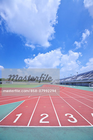 Running track at athletics stadium