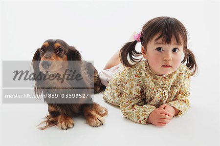Miniature Dachshund And A Girl