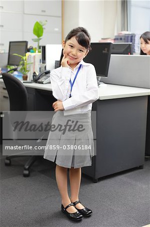Girl as Office Worker in Office
