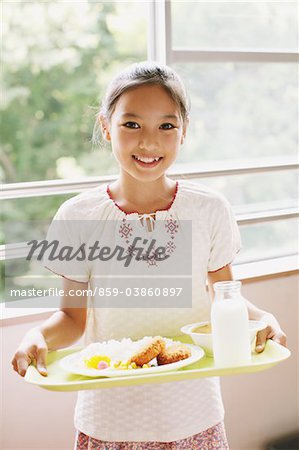 Girl Holding Tray Of Food