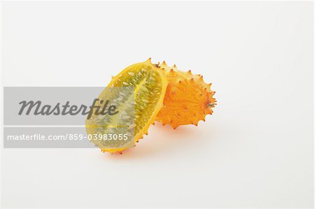 Horned Melon And Slice On White Background