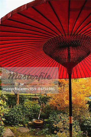 Red paper parasol at Showa Kinen Park, Tokyo