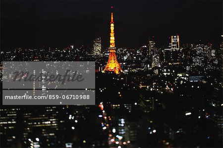 Tokyo Tower and cityscape at night