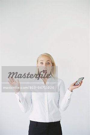 Businesswoman getting surprised